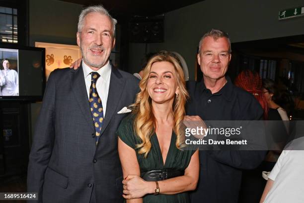 Jeremy King, Christina Makris and Jeremy Lee attend the launch of 'The Art Of Dining: Celebrate London Restaurants' at The Groucho Club on September...