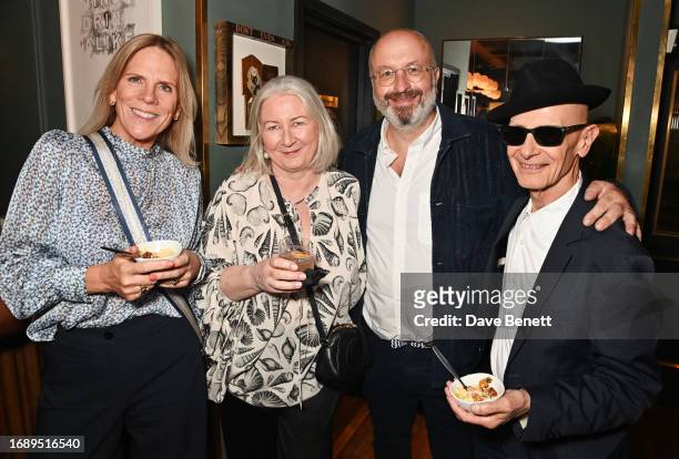 Denise Harris, Caroline Hansbury, Chef Henry Harris and David Remfry attend the launch of 'The Art Of Dining: Celebrate London Restaurants' at The...