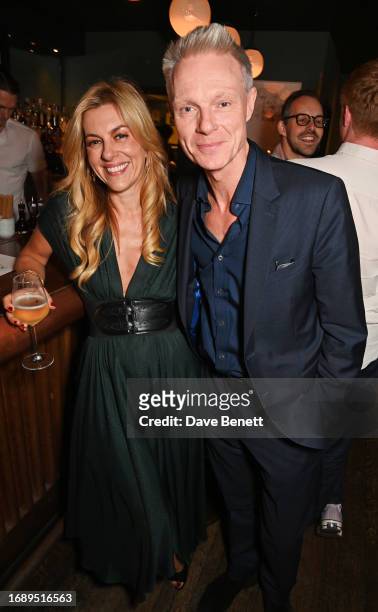 Christina Makris and Tim Marlow attend the launch of 'The Art Of Dining: Celebrate London Restaurants' at The Groucho Club on September 25, 2023 in...
