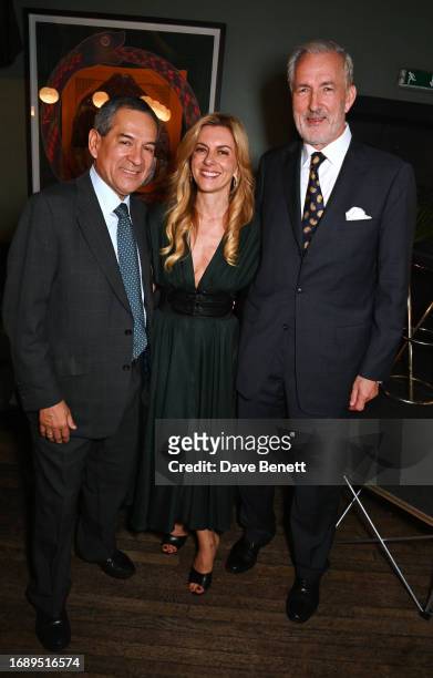 Jesus Adorno, Christina Makris and Jeremy King attend the launch of 'The Art Of Dining: Celebrate London Restaurants' at The Groucho Club on...