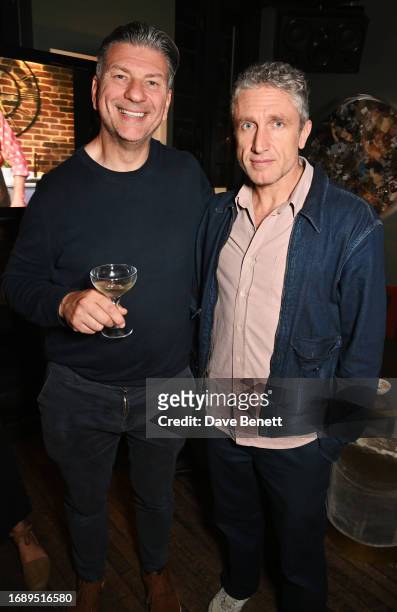 Jeff Galvin and Crispin Somerville attend the launch of 'The Art Of Dining: Celebrate London Restaurants' at The Groucho Club on September 25, 2023...