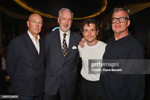 Dylan Jones, Jeremy King, Jackson Boxer and Jeremy Lee attend the launch of 'The Art Of Dining: Celebrate London Restaurants' at The Groucho Club on...