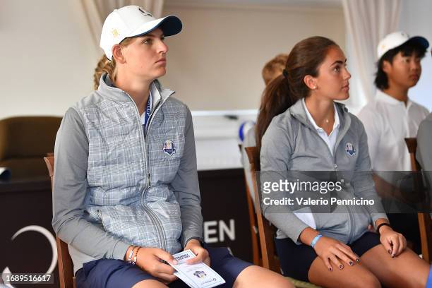 Helen Briem of Team Europe during a team meeting prior to the 2023 Junior Ryder Cup at Golf Nazionale on September 25, 2023 in Viterbo, Italy.