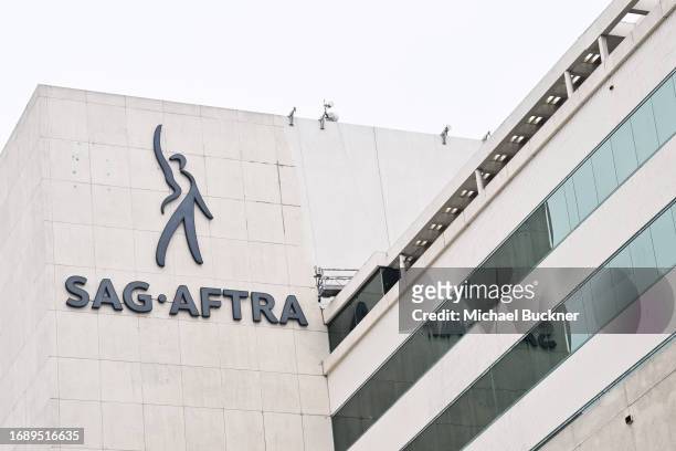 View of the SAG-AFTRA building on Wilshire Blvd on September 25, 2023 in Los Angeles, California.