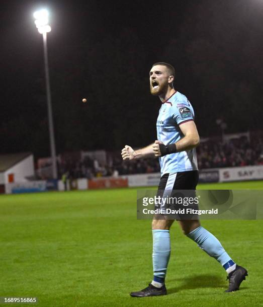 Dublin , Ireland - 25 September 2023; Conor Keeley of Drogheda United celebrates after the SSE Airtricity Men's Premier Division match between St...
