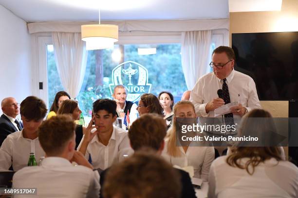 Paul Levy, captain of the USA team during the Opening Ceremony Dinner during the 2023 Junior Ryder Cup at Golf Nazionale on September 25, 2023 in...