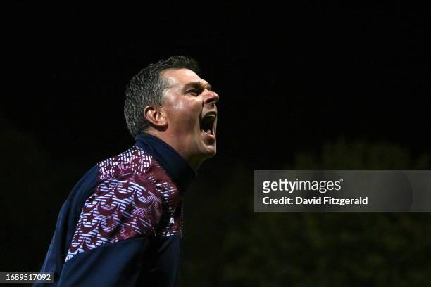 Dublin , Ireland - 25 September 2023; Drogheda United manager Kevin Doherty celebrates after the SSE Airtricity Men's Premier Division match between...