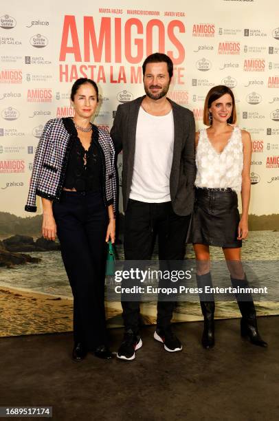 Carolina Adriana Herrera, Fernando Andina and Macarena Gomez during the premiere of the new movie "Amigos hasta la muerte", on September 18 in...