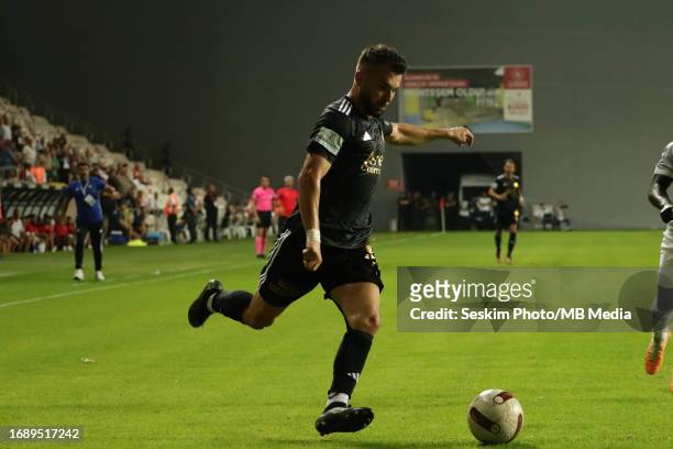 Salih Sarikaya of Altay controls the ball during the TFF 1.st League match between Altay and Bodrumspor at Alsancak Mustafa Denizli Stadium on...