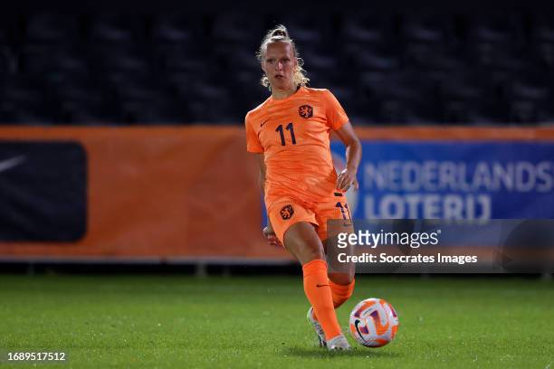 Tiny Hoekstra of Holland Women U23 during the U23 Women match between Holland Women U23 v Portugal Women U23 at the De Herdgang on September 25, 2023...