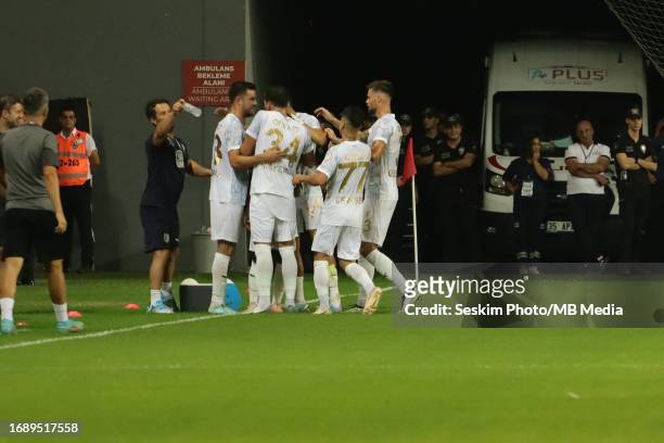 Aldair Adulai Djalo Balde of Bodrumspor celebrates after scoring the first goal of his team with teammates during the TFF 1.st League match between...
