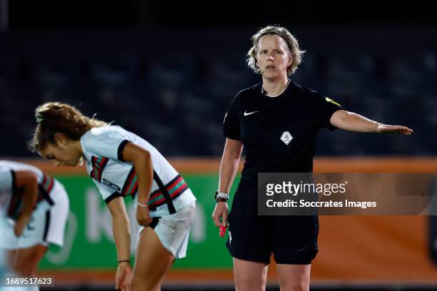 Referee Fijke Hoogendijk during the U23 Women match between Holland Women U23 v Portugal Women U23 at the De Herdgang on September 25, 2023 in...