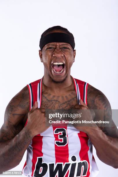 Isaiah Canaan, #3 poses during 2023/2024 Turkish Airlines EuroLeague Media Day Olympiacos Piraeus at Peace and Friendship Stadium on September 25,...