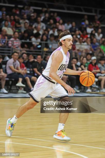 David Stockton of G League Ignite dribbles the ball against Sesi Franca Basquete during the 2023 FIBA Intercontinental Cup on September 23, 2023 at...