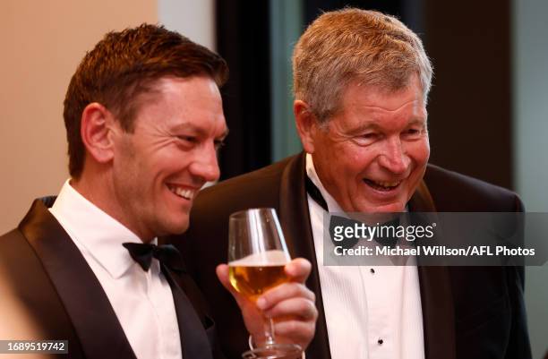 Shane Woewodin and Graham Moss are seen during the 2023 Brownlow Medal at Crown Palladium on September 25, 2023 in Melbourne, Australia.
