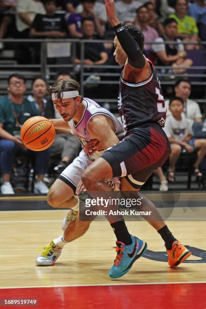 David Stockton of G League Ignite drives to the basket against Sesi Franca Basquete during the 2023 FIBA Intercontinental Cup on September 23, 2023...