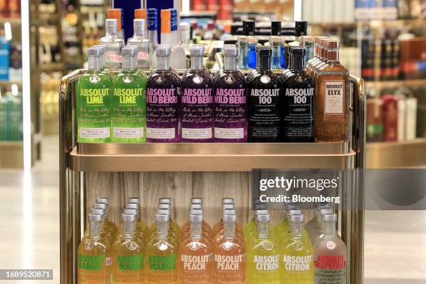 Bottles of Absolut Vodka for sale at a duty free store at the SAT-1 terminal at Suvarnabhumi Airport in Bangkok, Thailand, on Monday, Sept. 25, 2023....