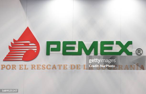 September 18, 2023 : Logo of Pemex, the Mexican state-owned petroleum company managed and operated by the Mexican government, seen on the second day...