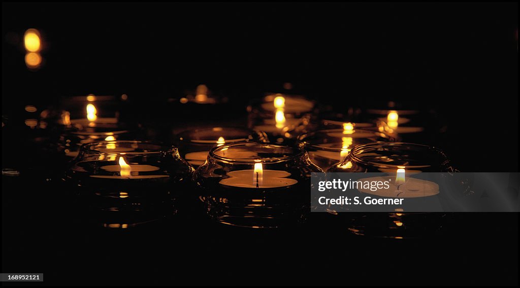 Light work in the night with candles
