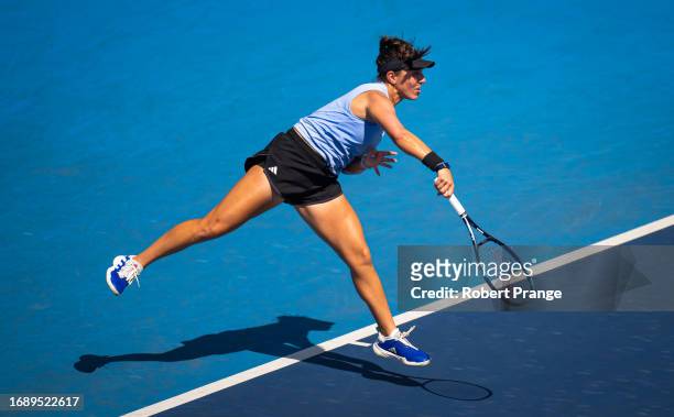 Jessica Pegula of the United States in action with partner Ashlyn Krueger of the United States against Ingrid Neel of Estonia and Ulrikke Eikeri of...