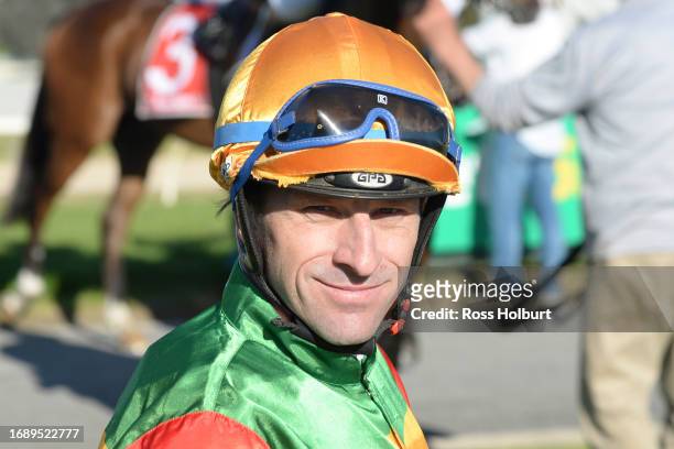 Jarrod Lorensini after winning the Mackays Family Jewellers BM58 Handicap at Horsham Racecourse on September 26, 2023 in Horsham, Australia.