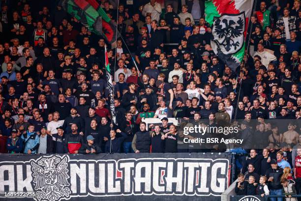 Fans and Supporters of NEC cheering during the Dutch Eredivisie match between NEC and FC Utrecht at Goffertstadion on September 23, 2023 in Nijmegen,...