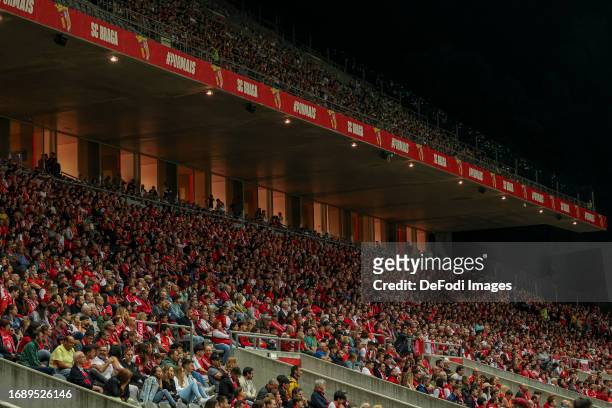 Braga fans during the Liga Portugal match between Sporting Braga and Boavista at Estadio Municipal de Braga on September 24, 2023 in Braga, Portugal.