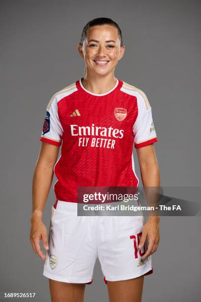 Katie McCabe of Arsenal poses during the Super League Headshots 2023/24 portrait session on September 16, 2023 in London, England.