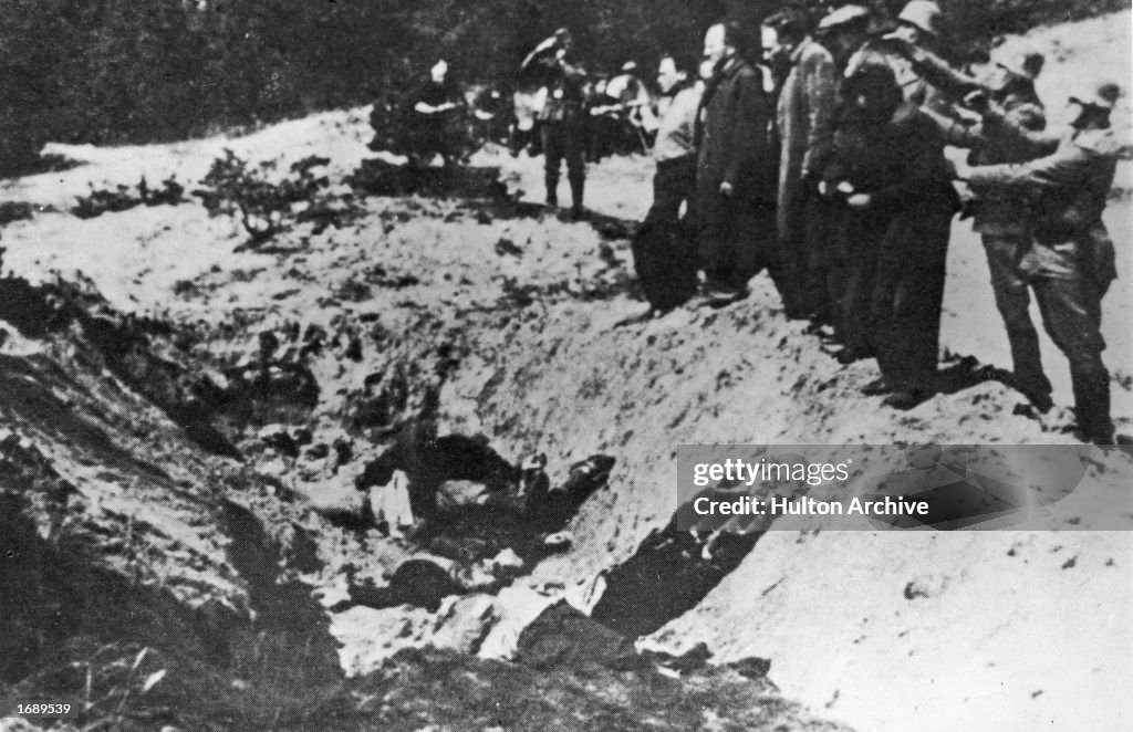 Nazi SS line up Jews to execute them before a ditch, The Babi Yar Massacre, World War II, Poland, 1941.