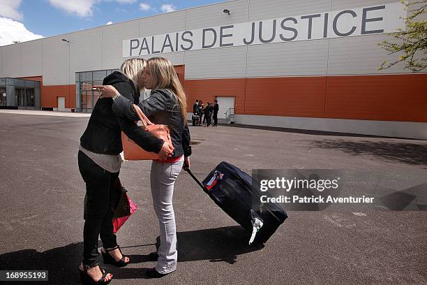 Plaintiff, Virginia Luna and a lawyer from Argentina leave the courthouse on the last day of the PIP trial at Parc Chanot on May 17, 2013 in...