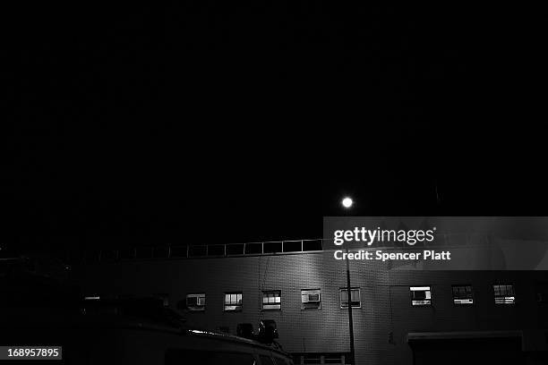 Street light illuminates the 90th Police Precinct in Williamsburg , where Detective Louis Scarcella interrogated numerous suspects, is seen on May...