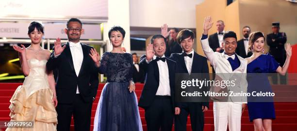 Actress Meng Li, actor Jiang Wu, actress Tao Zhao, director Jia Zhangke, Actors Lanshan Luo, Baoqiang Wang and his girlfriend Ma Rong attend the...