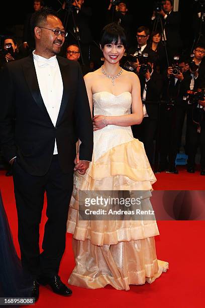 Actor Jiang Wu and actress Meng Li attend the Premiere of 'Tian Zhu Ding' during The 66th Annual Cannes Film Festival at Palais des Festivals on May...