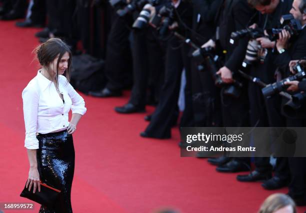 Model Jessica Miller attends the Premiere of 'Le Passe' during The 66th Annual Cannes Film Festival at Palais des Festivals on May 17, 2013 in...