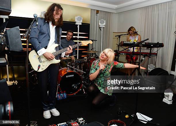 Singer Micky Green performs at the L'Or Sunset Showcase with Micky Green for L'Oreal during The 66th Annual Cannes Film Festival at the Hotel...