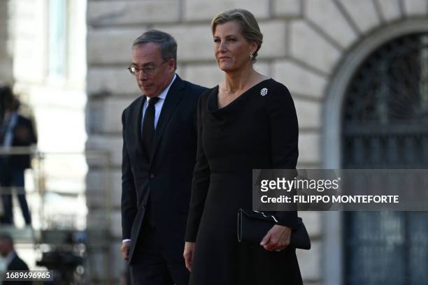 Britain's Sophie, Duchess of Edinburgh arrives at the Palazzo Montecitorio, hosting the Italian Chamber of Deputies, to attend late Italian President...