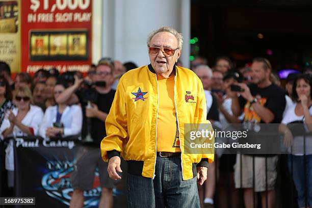 Car designer George Barris arrives at the opening ceremony of Las Vegas Car Stars at the Fremont Street Experience on May 17, 2013 in Las Vegas,...