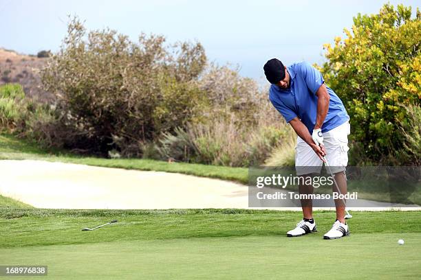 Player Hank Baskett attends the 2nd annual Hank Baskett Classic Golf Tournament held at the Trump National Golf Club on May 17, 2013 in Rancho Palos...