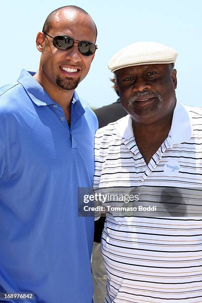 Player Hank Baskett III and his father Hank Baskett II attend the 2nd annual Hank Baskett Classic Golf Tournament held at the Trump National Golf...