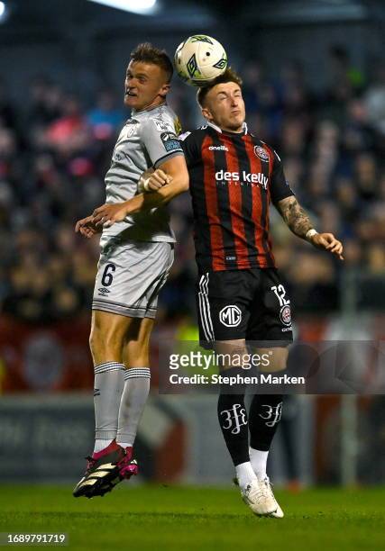 Dublin , Ireland - 25 September 2023; Danny Grant of Bohemians in action against Jonathan Lunney of Shelbourne during the SSE Airtricity Men's...
