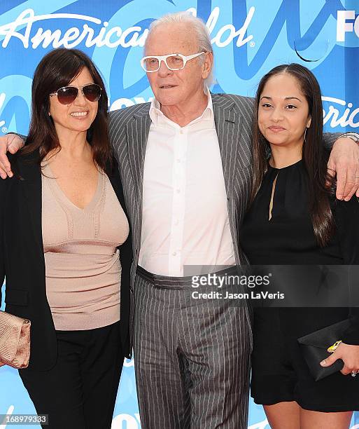 Sir Anthony Hopkins , wife Stella Arroyave , and niece attend the American Idol 2013 finale at Nokia Theatre L.A. Live on May 16, 2013 in Los...