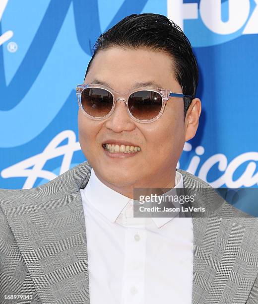 Rapper Psy attends the American Idol 2013 finale at Nokia Theatre L.A. Live on May 16, 2013 in Los Angeles, California.