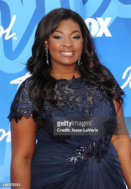 Singer Candice Glover attends the American Idol 2013 finale at Nokia Theatre L.A. Live on May 16, 2013 in Los Angeles, California.
