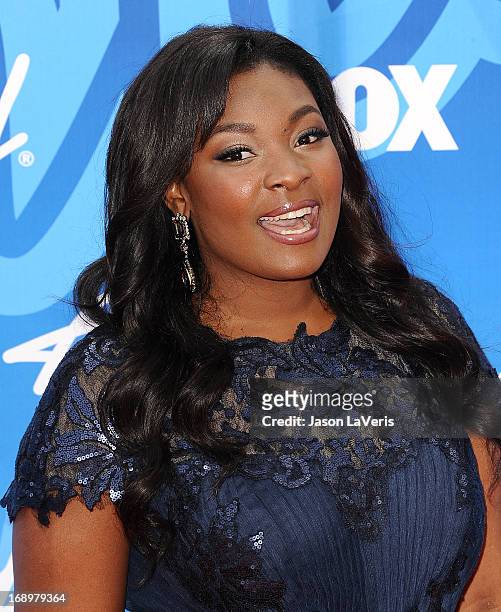 Singer Candice Glover attends the American Idol 2013 finale at Nokia Theatre L.A. Live on May 16, 2013 in Los Angeles, California.