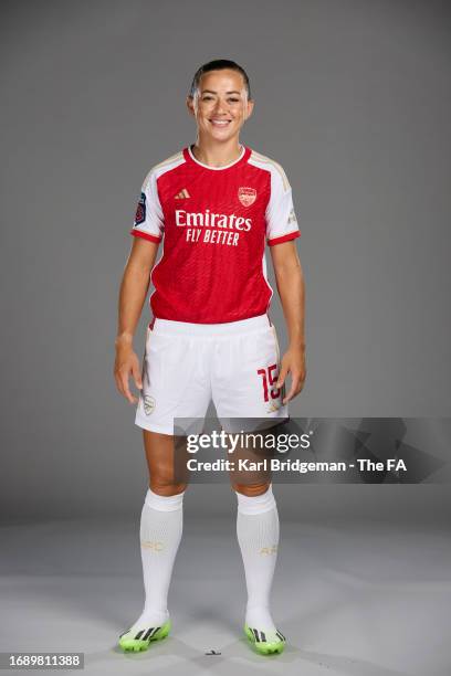 Katie McCabe of Arsenal poses during the Super League Headshots 2023/24 portrait session on September 16, 2023 in London, England.