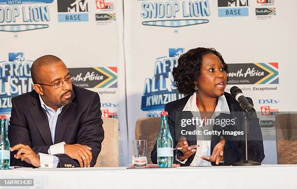 Desmond Golding and Ms Phindile Ngcobo at the press conference for the MTV Africa All Stars Concert on May17, 2013 in Durban, South Africa. Snoop Dog...