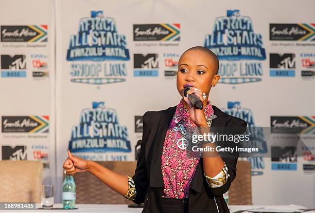 Nomuzi Mabhena at the press conference for the MTV Africa All Stars Concert on May17, 2013 in Durban, South Africa. Snoop Dog or Snoop Lion as he is...