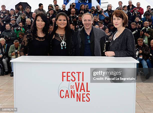 Actresses Michelle Thrush, Misty Upham, Director Arnaud Desplechin and actress Gina McKee attend the 'Jimmy P. ' Photocall during the 66th Annual...