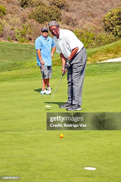 Hank Baskett and Kendra Wilkinson Baskett attend the 2nd annual Hank Baskett Classic Golf Tournament at the Trump National Golf Club Los Angeles on...