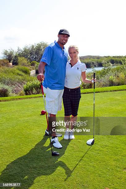 Hank Baskett and Kendra Wilkinson Baskett attend the 2nd annual Hank Baskett Classic Golf Tournament at the Trump National Golf Club Los Angeles on...